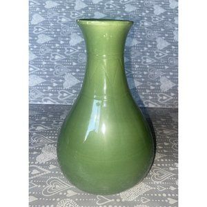 Ceramic Resin GREEN Crackled BUD VASE With Design